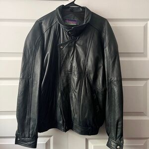 Vintage Hemingway Collection Dark Navy Leather Jacket